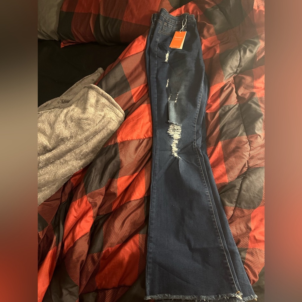 Flamingo dark blue flare jeans size large